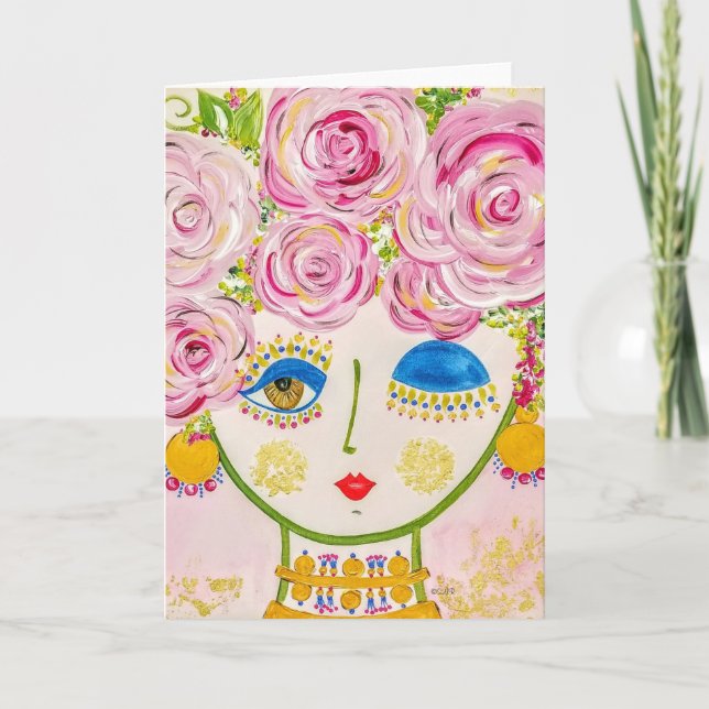 Gypsy Garden Girl Glow - Note Card Kort (Framsida)