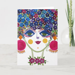 Gypsy Garden Girl Viol- Note Card Kort