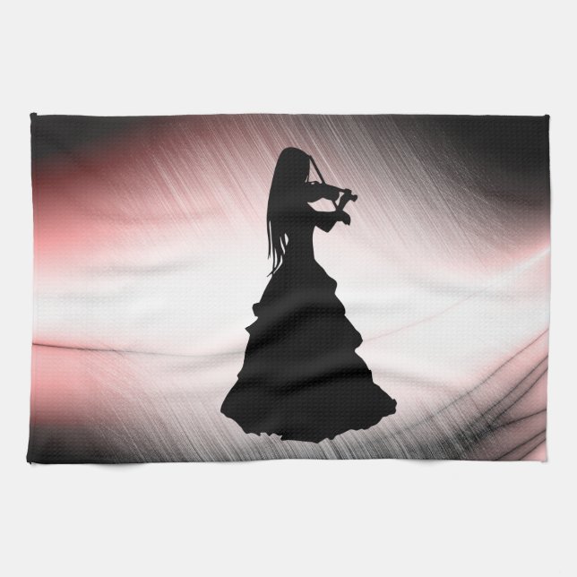 Gypsy Girl Plays Violin Kökshandduk (Horisontell)