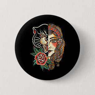 Gypsy Panther American Traditional Tattoo Bläck Ol Knapp