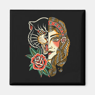 Gypsy Panther American Traditional Tattoo Bläck Ol Magnet