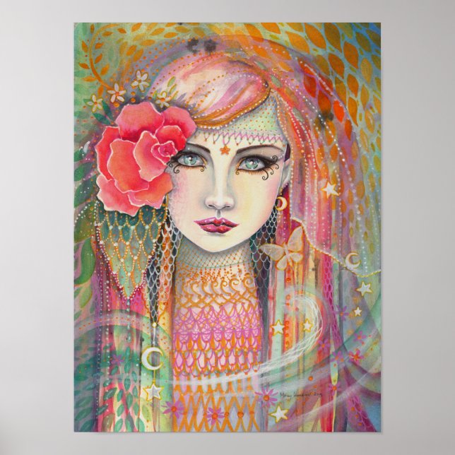 Gypsy Rose Vacker Bohemisk Fantasykonst Poster (Framsidan)