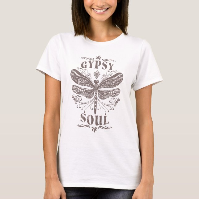 Gypsy Soul - Bohemian Dragonfly T Shirt (Framsida)