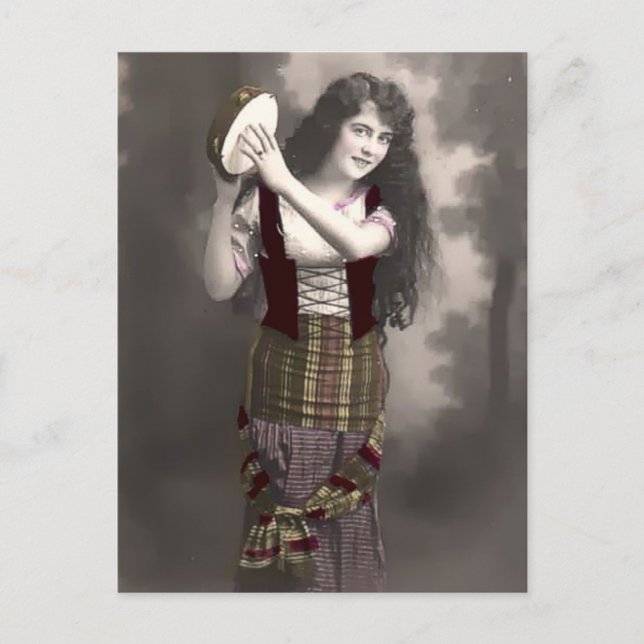 Gypsy Tambourine Girl Vykort (Framsida)
