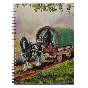 Gypsy Vanner häst Irish Caravan vagn Anteckningsbok