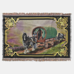Gypsy Vanner häst Irish Caravan vagn Filt