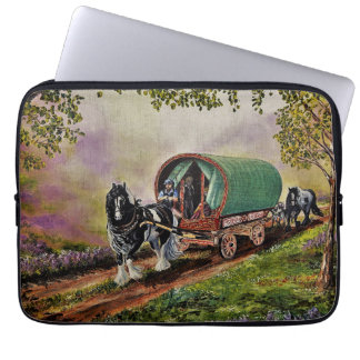 Gypsy Vanner häst Irish Caravan vagn Laptop Fodral
