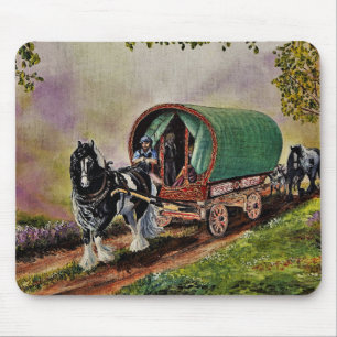 Gypsy Vanner häst Irish Caravan vagn Musmatta