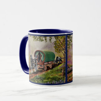 Gypsy Vanner häst Irish Caravan wagon blue Mugg