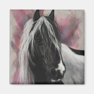 Gypsy Vanner-häst på rosa Magnet