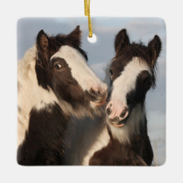 Gypsy Vanner Horse Friends Julgransprydnad Keramik
