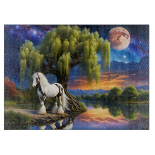 Gypsy Vanner Horse -Willow träd N Full Moon