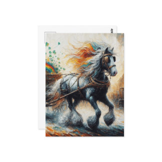 Gypsy Vanner Pulling Shamrocks och Rainbow Vykort