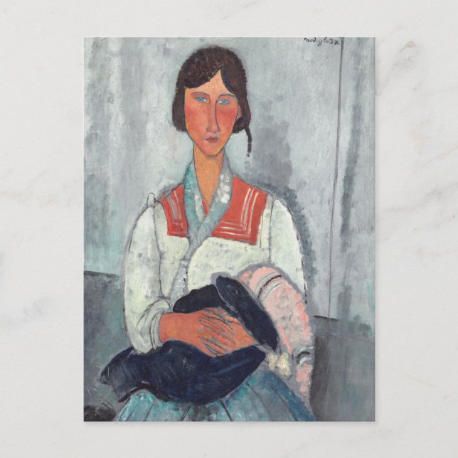 Gypsy Woman med Baby av Amedeo Modigliani Vykort (Framsida)