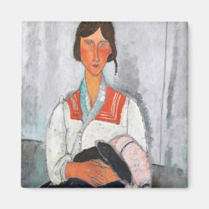 Gypsy Woman med Baby, Modigliani Magnet
