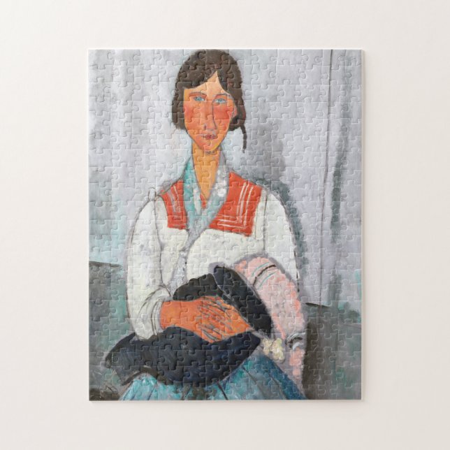 Gypsy Woman med Baby, Modigliani Pussel (Vertikal)