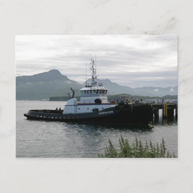 Gyrfalcon Tugboat in Dutch Harbor, AK Vykort (Framsida)