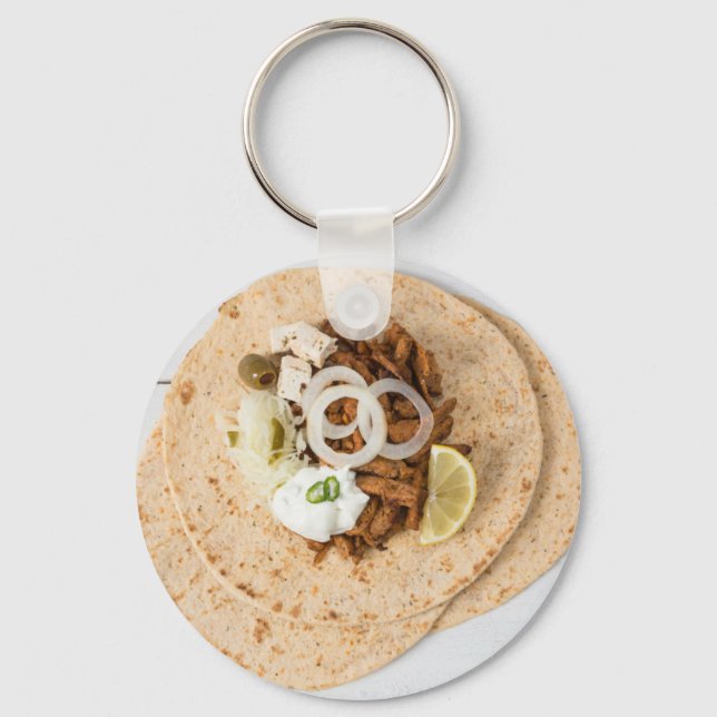 Gyros pita med tzatziki coleslaw olives och feta nyckelring (Framsida)