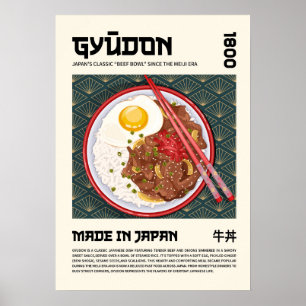 Gyudon Traditionell Japansk Nötkötts Bowl Konst Poster