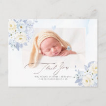 H2 Blå Krämrosor Hortensia Baby Shower Postkort