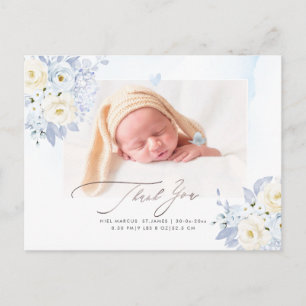 H2 Blå Krämrosor Hortensia Baby Shower Postkort Vykort