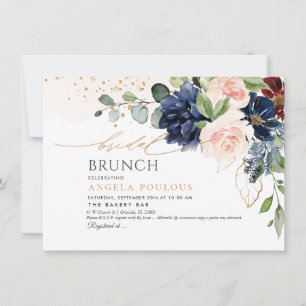 H2 Blommor  Burgundy-Möhippan Brunch Inbjudningar