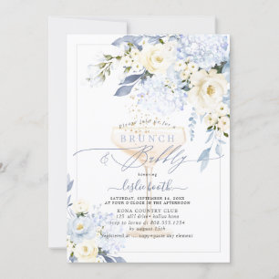 H2 Blue Hydrangea Cream Ro Brunch Bubly Inbjudningar