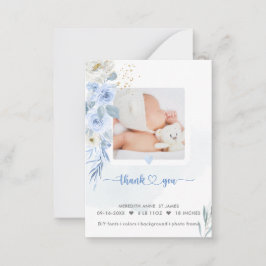 H2 Dusty Blue Birth Announcement Shower Tack Anteckningskort