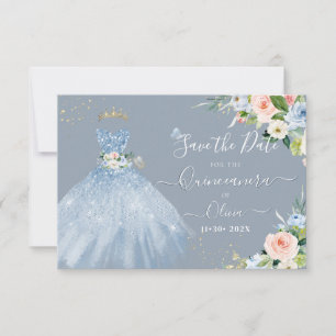 H2 Rosa Blue Sparkling Quinceanera Dress Spara Dat Inbjudningar