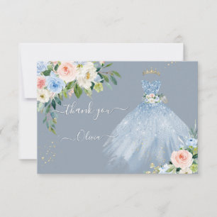 H2 Rosa Blue Sparkling Quinceanera Dress Tack Inbjudningar