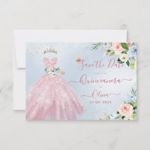 H2 Rosa Sparkling Quinceanera Dress Spara Date Inbjudningar