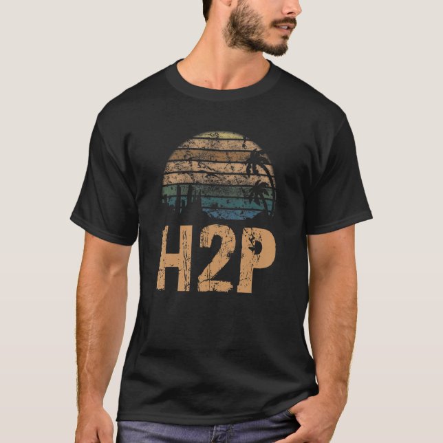 H2P-Vintage Solnedgång Distress T Shirt (Framsida)