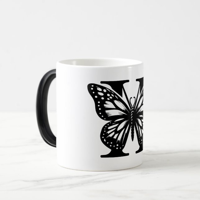 H Alphabet black butterfly Magisk Mugg (Framsida vänster)
