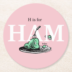 "H är för HAM" Alfabetdesign Underlägg Papper Rund