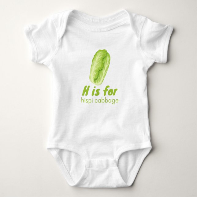 H är för HISPPI CABBAGE Grönt Veggie Alphabet T Shirt (Framsida)