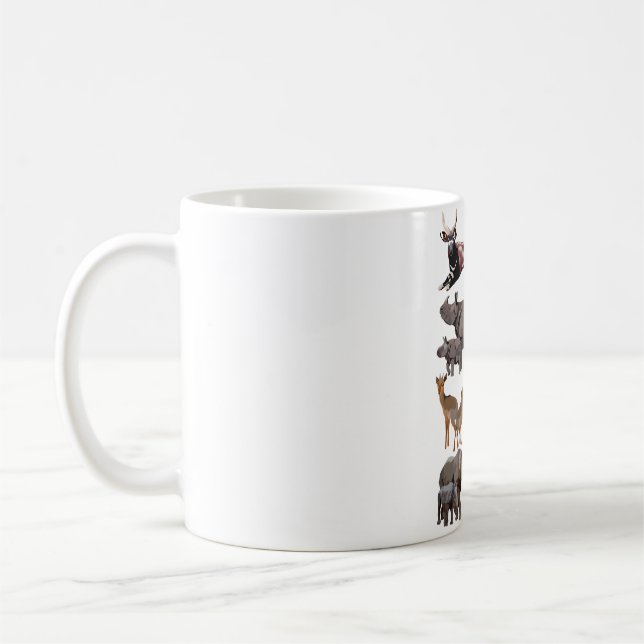 H är för Hoofstock Illustration Diverse Hoofed Mam Kaffemugg (Vänster)