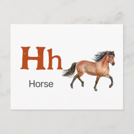 H är för Horse - Alphabet Flash Card Vykort