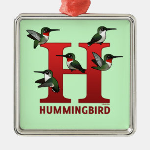 H är för Hummingbird Julgransprydnad Metall