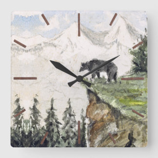 H. Bullock Webster - Bear on Cliff Fyrkantig Klocka