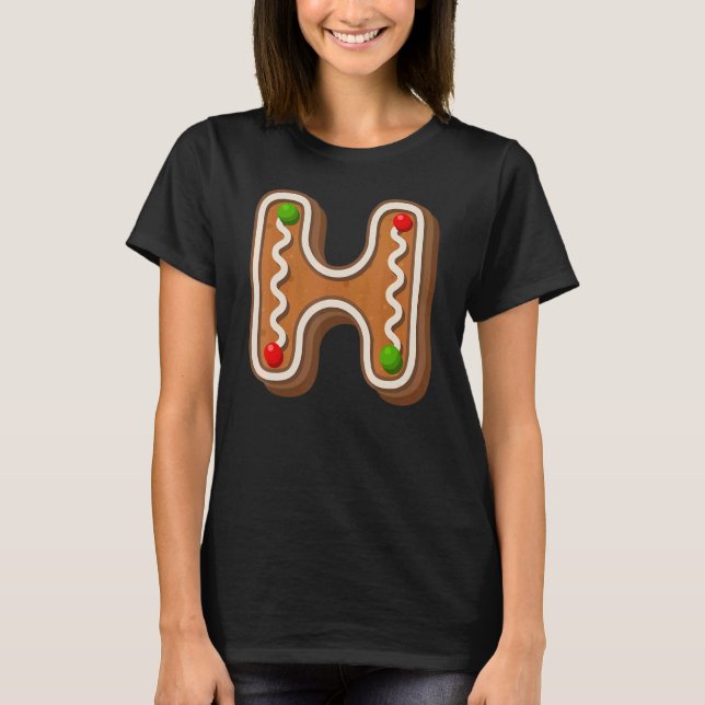 H Cutest Capital jul Cookie Alphabet Brev T Shirt (Framsida)