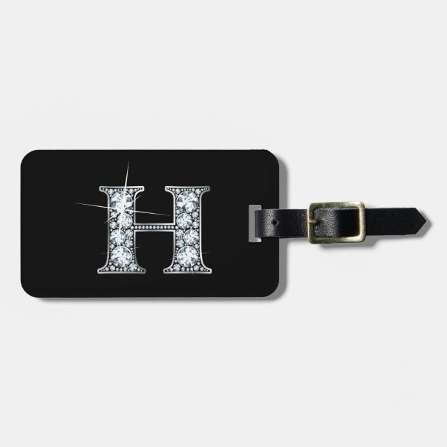 H ’Diamond Bling’ Luggage Tag Bagagebricka (Horisontell Framsida)