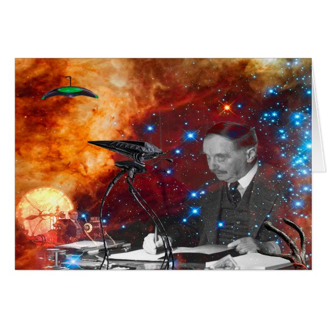 H.G.Wells Science Fiction Födelsedagskort Hälsningskort (Framsidan Horizontal)