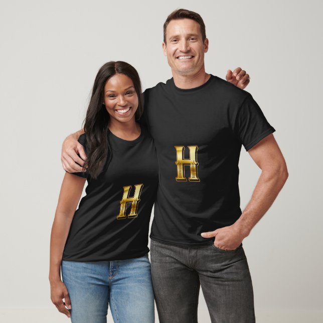 H Golden Letter T Shirt (Unisex)