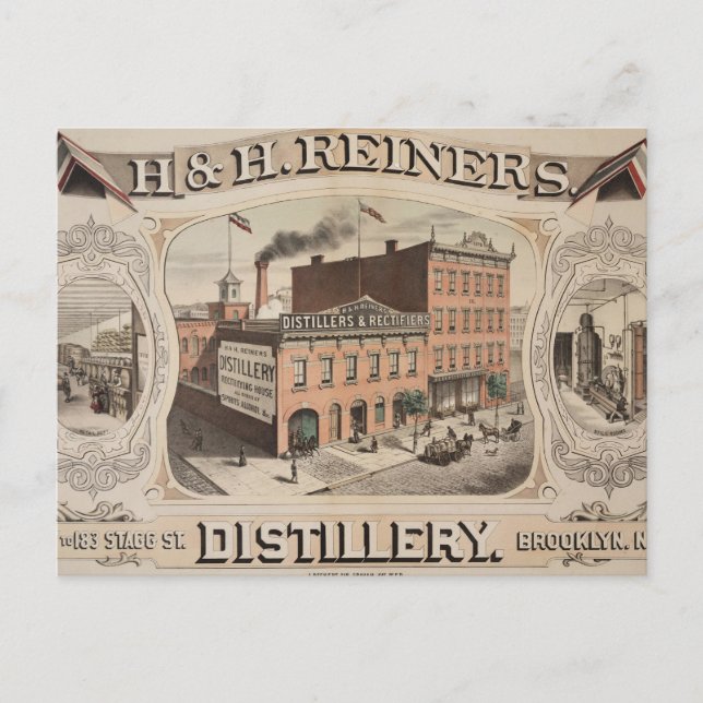 H. & H. Reiners Distillery Bygger i Brooklyn, Ny Vykort (Framsida)