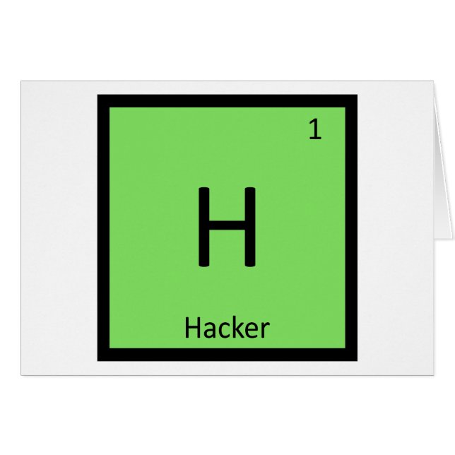 H - Hackare Datorkemi Periodiska Systemet Hälsningskort (Framsidan Horizontal)