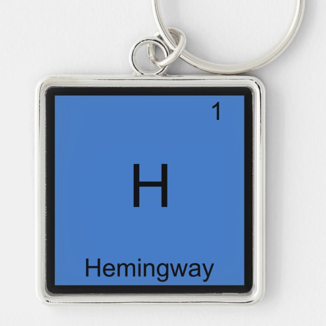 H - Hemingway Funny Chemistry Inslag Symbol Tee Fyrkantig Silverfärgad Nyckelring (Framsidan)