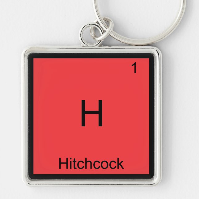 H - Hitchcock Rolig Kemitecken T-Shirt Fyrkantig Silverfärgad Nyckelring (Framsidan)