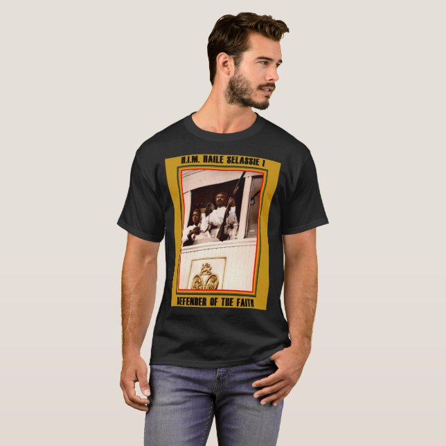 H.I.M. Haile Selassie försvarare av tron T Shirt (Hel framsida)