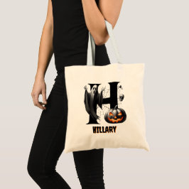 H Initial Halloweenknep eller Godis Påse Söt Hallo Tygkasse