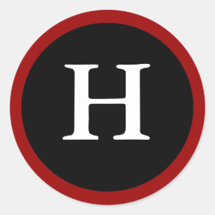 H: Inledande H Brev H Red-, White & Black Stickers Runt Klistermärke